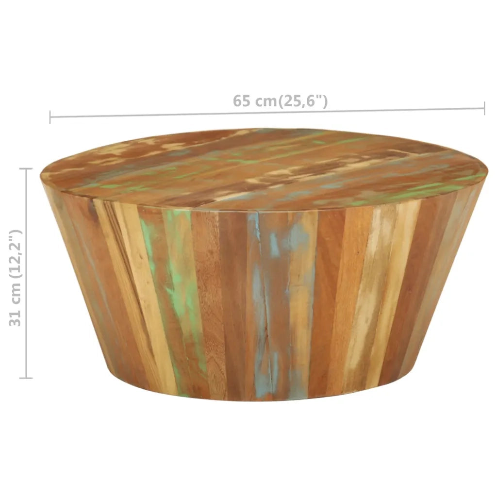 Tavolino da Salotto Ø65x31 cm in Legno Massello di Recupero 328301
