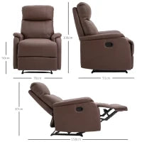 Poltrona Relax Manuale con Schienale Reclinabile 145° e Poggiapiedi in Pelle PU Marrone, 76x91x106cm