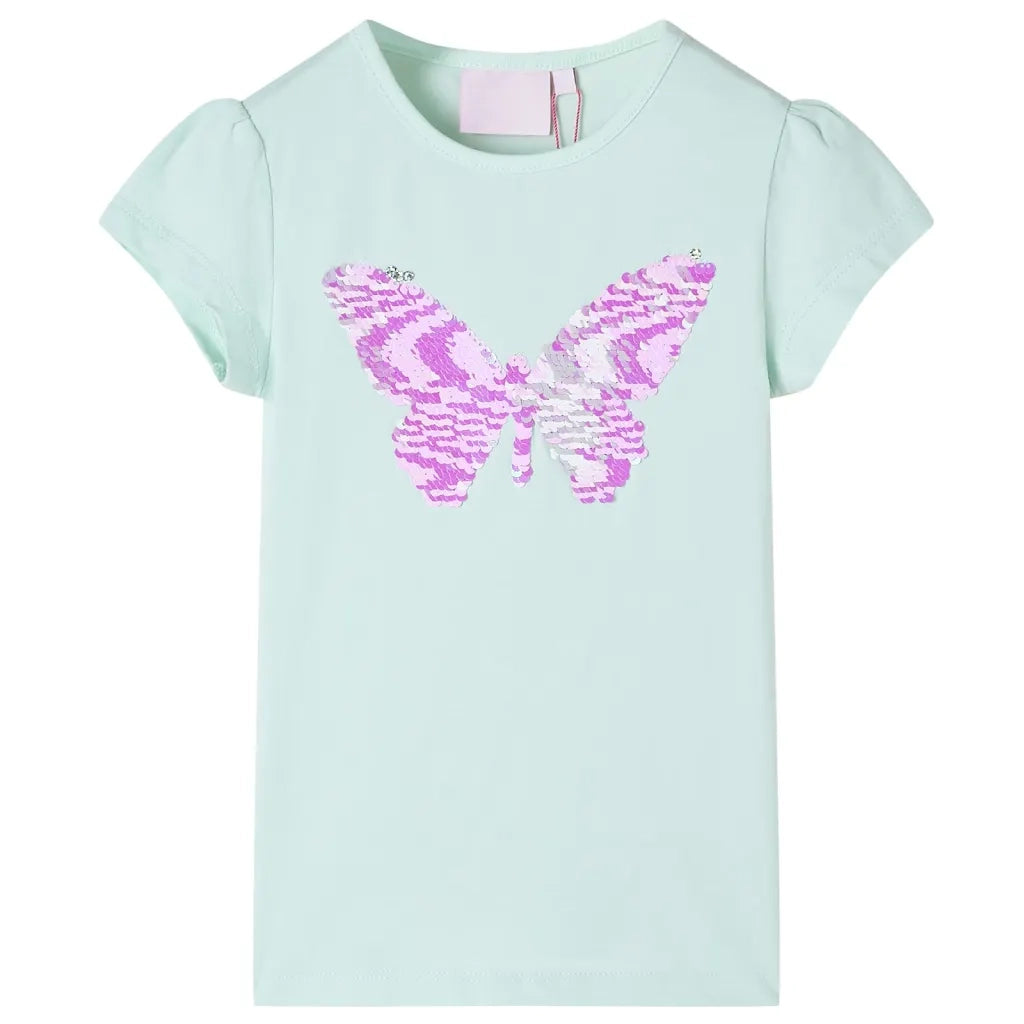 Maglietta Bambina Maniche Aletta Menta Chiaro 128cod mxl 133298