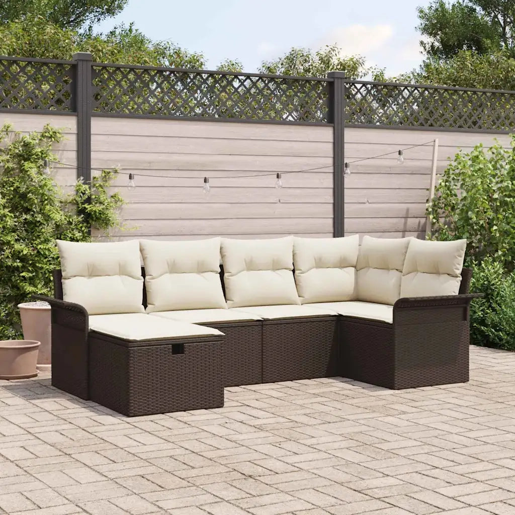 Set Divano da Giardino con cuscino 6 pcs Poly Rattan