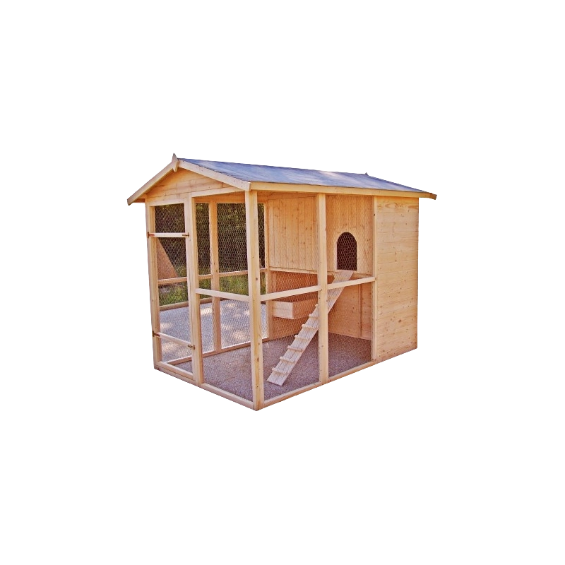 Pollaio da giardino XXL in legno 175x268 cm – per 6-10 galline – pareti 16 mm voliera integrata – PO1624 Foresta