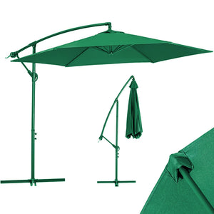 Ombrellone Giardino Decentrato 3x3Metri Full Verde Palo Metallo Gazebo Piscina