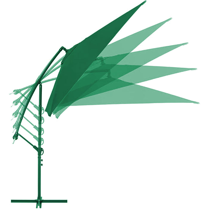 Ombrellone Giardino Decentrato 3x3Metri Full Verde Palo Metallo Gazebo Piscina