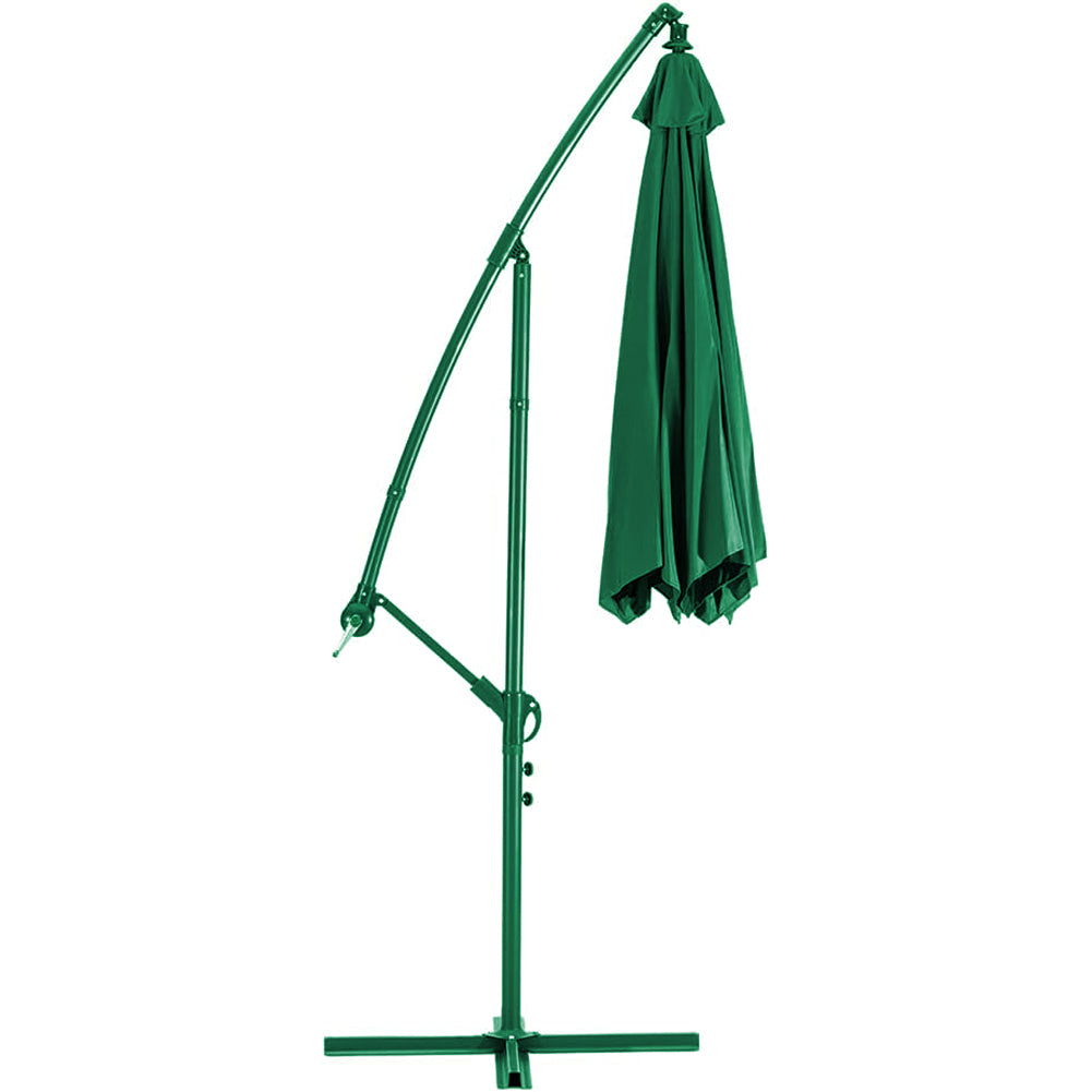 Ombrellone Giardino Decentrato 3x3Metri Full Verde Palo Metallo Gazebo Piscina