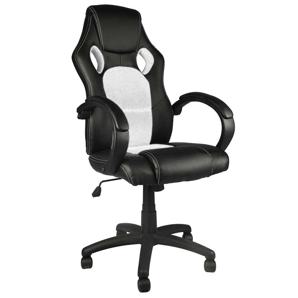 Sedia Gaming Poltrona Ufficio Direzionale 5Ruote Girevoli Sportiva Racer Nero Grigio