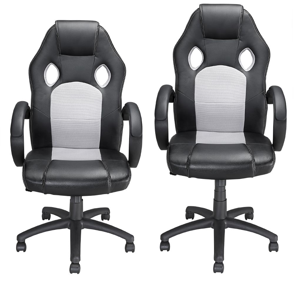 Sedia Gaming Poltrona Ufficio Direzionale 5Ruote Girevoli Sportiva Racer Nero Grigio