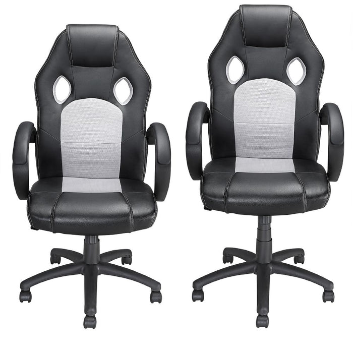 Sedia Gaming Poltrona Ufficio Direzionale 5Ruote Girevoli Sportiva Racer Nero Grigio