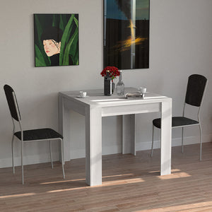 Tavolo da Pranzo Quadrato 90x90cm Allungabile a 180cm Apertura a Libro Bianco
