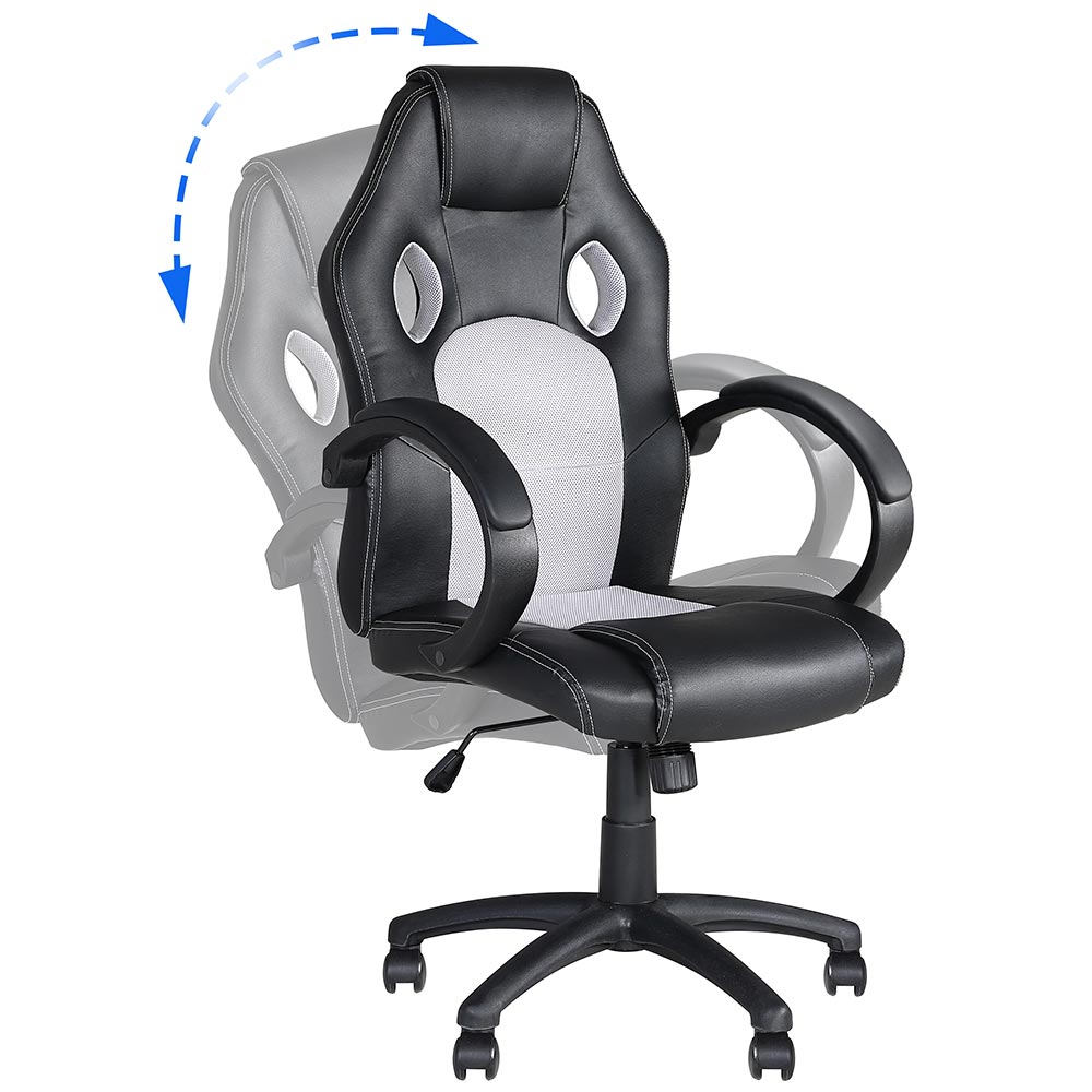 Sedia Gaming Poltrona Ufficio Direzionale 5Ruote Girevoli Sportiva Racer Nero Grigio