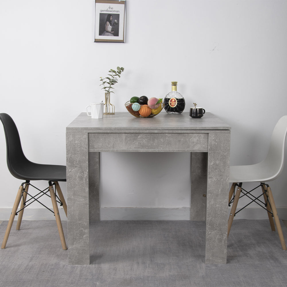 Tavolo da Pranzo Quadrato 90x90cm Allungabile a 180cm Apertura a Libro Cemento