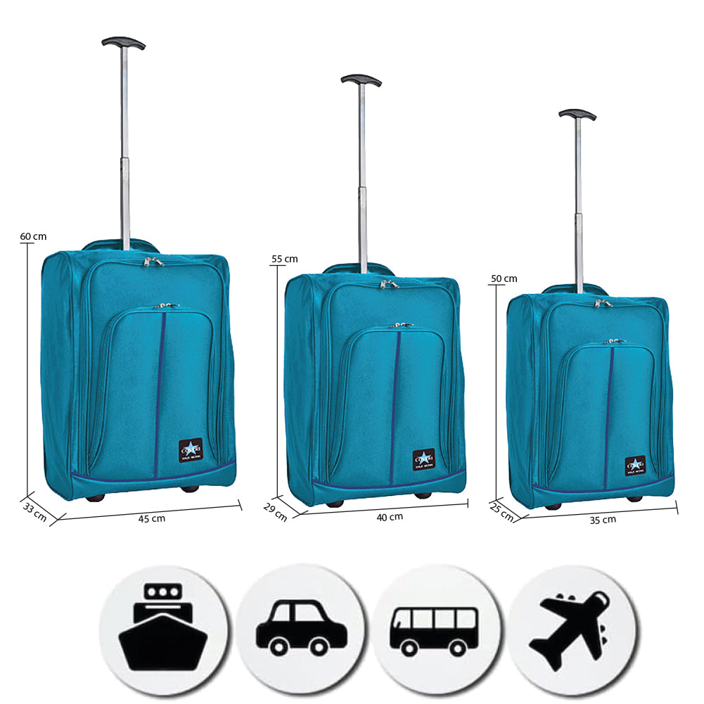 Set 3 Valigie Morbide Trolley da Viaggio Bagaglio a Mano con Ruote h50-55-60 cm