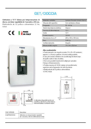 Vama Gettoniera modello GET DOCCIA - Gettoniera con moneta euro (Indicare nelle note il taglio)