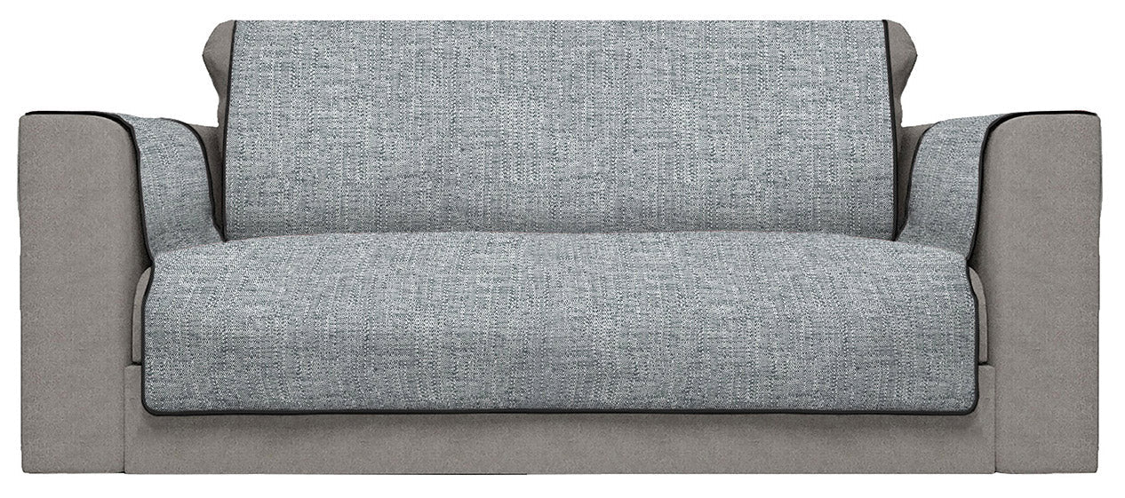 Copridivano con Copri Braccioli Seduta 60 cm in Poliestere Grigio Scuro
