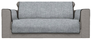 Copridivano con Copri Braccioli Seduta 60 cm in Poliestere Grigio Scuro