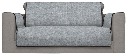 Copridivano con Copri Braccioli Seduta 60 cm in Poliestere Grigio Scuro