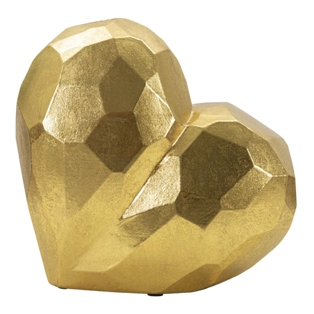 Vaso Decorativo Cuore 17, Oro, Poliresina, 19x9x18 cm