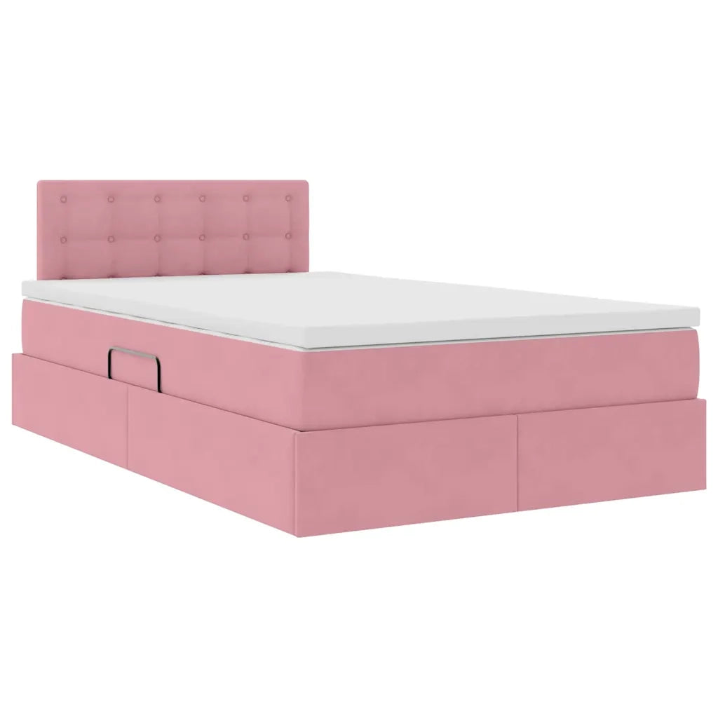 Letto con contenitore e LED con led Rosa 120 x 200 cm Velluto 3371510
