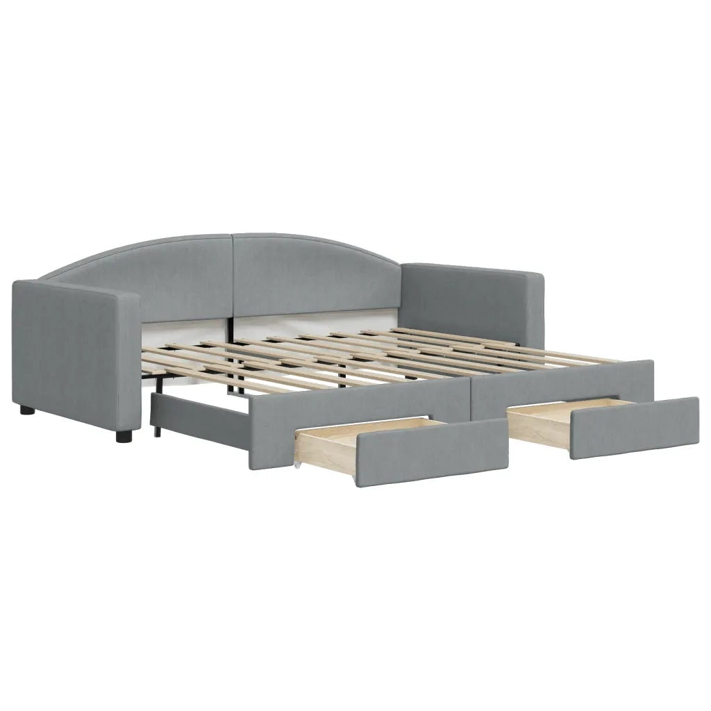 Divano Letto Estraibile Cassetti-Sofa Letto-Daybed Grigio Chiaro 90x190cm Tessuto 179944