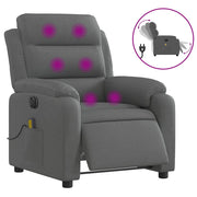 Poltrona | Sedia Relax Reclinabile Massaggio Elettrica Grigio Scuro Tessuto