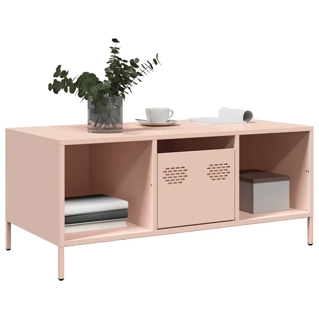Tavolino-Tavolino da soggiorno-Tavolo Rosa 101,5x50x43,5 cm in Acciaio Laminato a Freddo 558626