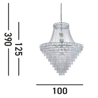 Lampadario Classico Louis Phillipe Acciaio Cromo Vetro 28 Luci E14