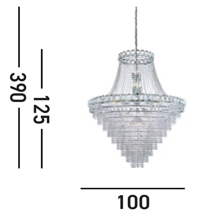 Lampadario Classico Louis Phillipe Acciaio Cromo Vetro 28 Luci E14