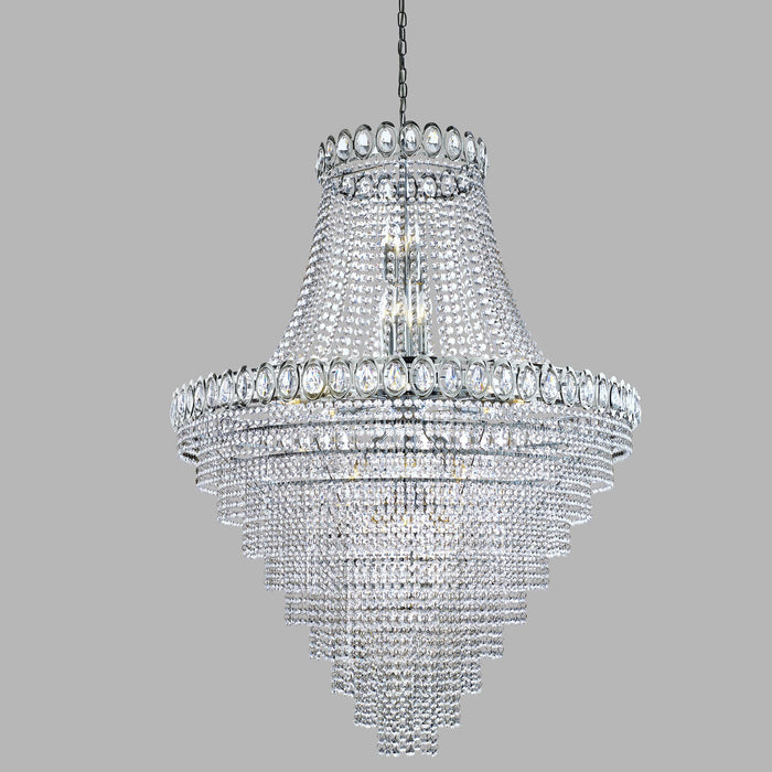 Lampadario Classico Louis Phillipe Acciaio Cromo Vetro 28 Luci E14