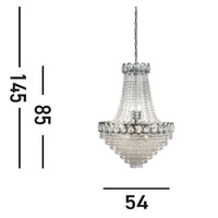 Sospensione Classico Louis Phillipe Acciaio Cromo Vetro 11 Luce E14