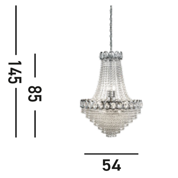 Sospensione Classico Louis Phillipe Acciaio Cromo Vetro 11 Luce E14