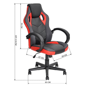 Sedia Gaming Poltrona Ufficio Direzionale 5Ruote Girevoli Sportiva Racer Nero Rosso