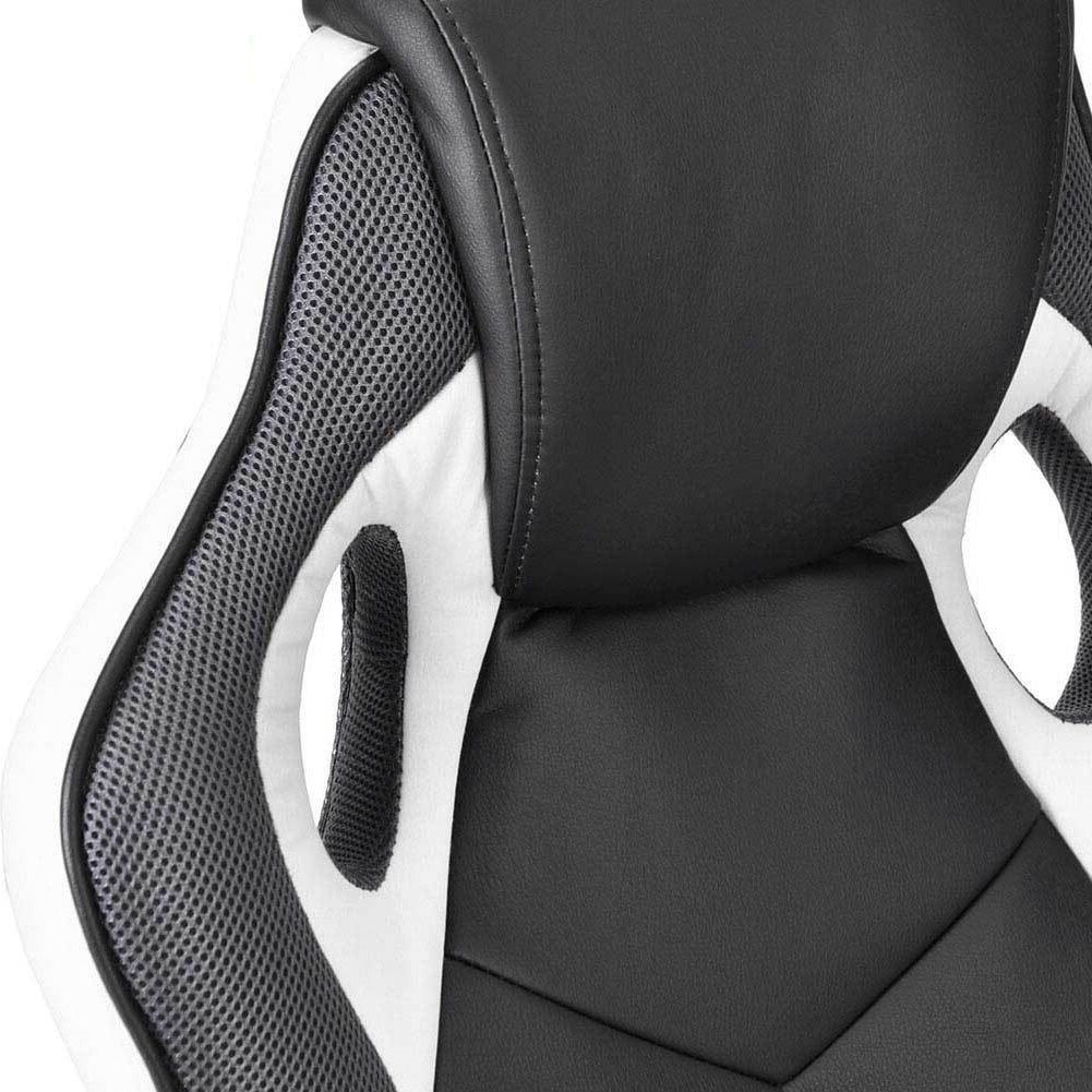 Sedia Gaming Poltrona Ufficio Direzionale 5Ruote Girevoli Sportiva Racer Nero Bianco