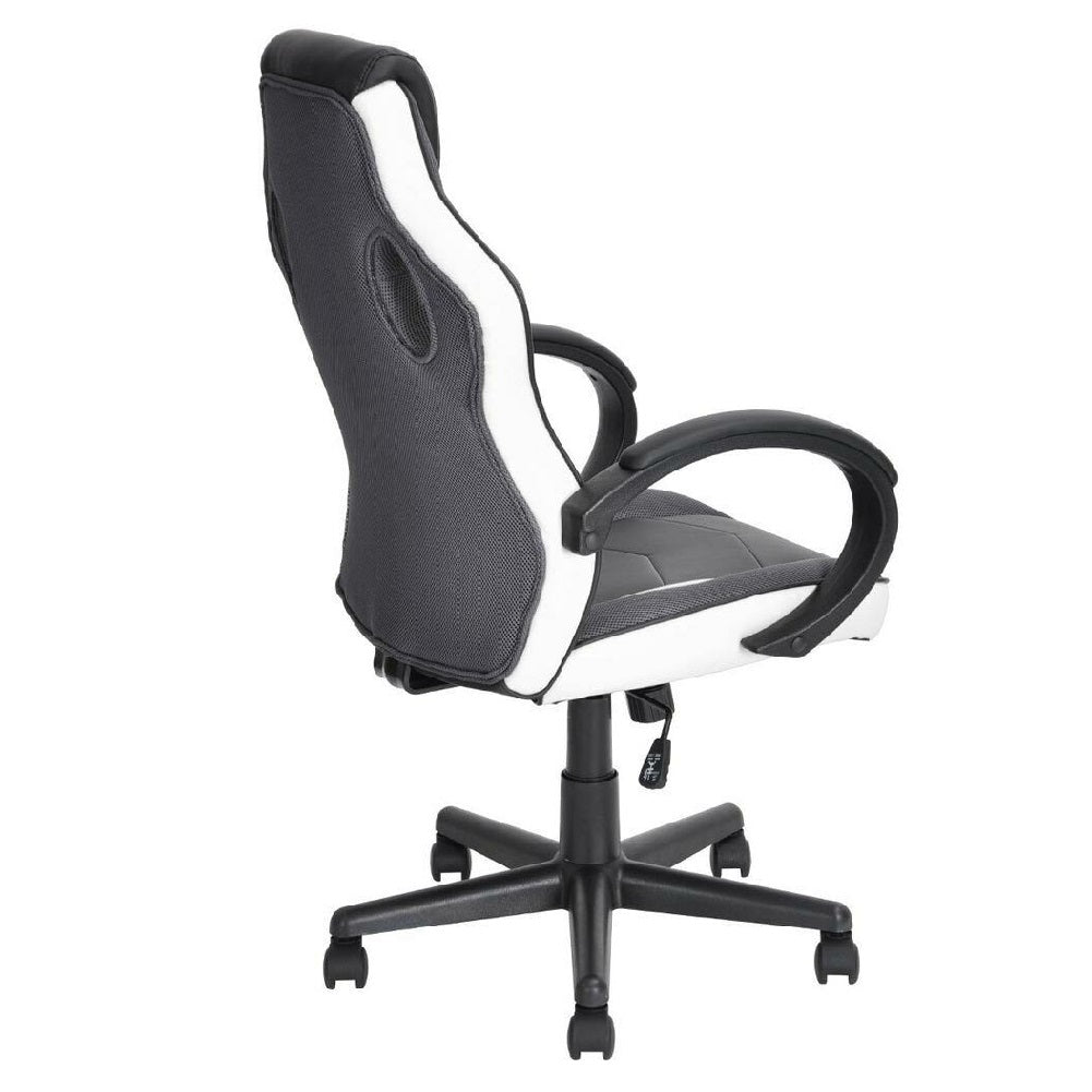 Sedia Gaming Poltrona Ufficio Direzionale 5Ruote Girevoli Sportiva Racer Nero Bianco