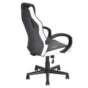 Sedia Gaming Poltrona Ufficio Direzionale 5Ruote Girevoli Sportiva Racer Nero Bianco