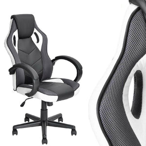Sedia Gaming Poltrona Ufficio Direzionale 5Ruote Girevoli Sportiva Racer Nero Bianco