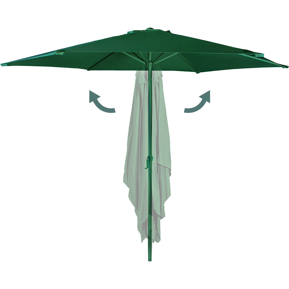 Ombrellone Giardino 3 Metri Full Verde Rotondo con Palo Centrale per Esterni