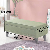 Pouf Contenitore Grande in Lino con Seduta Morbida Panca Salvaspazio 80x45x40cm Verde