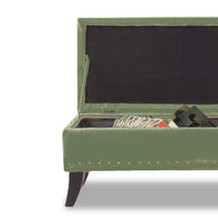 Pouf Contenitore Grande in Lino con Seduta Morbida Panca Salvaspazio 80x45x40cm Verde