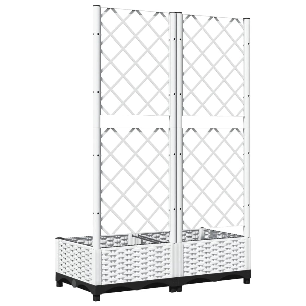 Fioriera rialzata per piante fiori patio giardino con traliccio 80 x 40 x 121,5 cm PP bianco 02_0038301