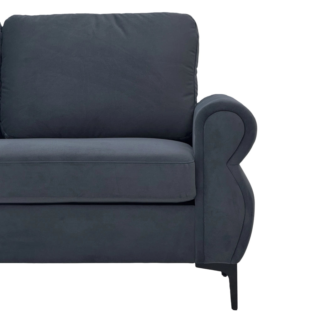 Divano dritto 3 posti con seduta ergonomica e rivestimenti sfoderabili in tessuto metallo e legno Grigio scuro
