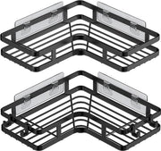 Cabina doccia angolare, pannelli doccia angolare con 4 ganci, pannelli doccia self-adesivi senza forare [2-pack], ripiano di stoccaggio per articoli igienici, organizzatore doccia in acciaio inossidabile per la stanza da bagno.
