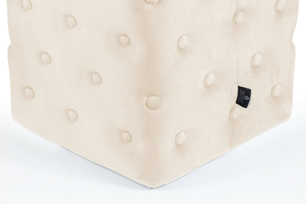 Pouf poggiapiedi quadrato, pouf divano in velluto beige - Otto - PO11OT