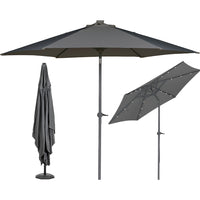 Ombrellone da Giardino Terrazzo Grigio con 18 LED e Palo Centrale da Esterno