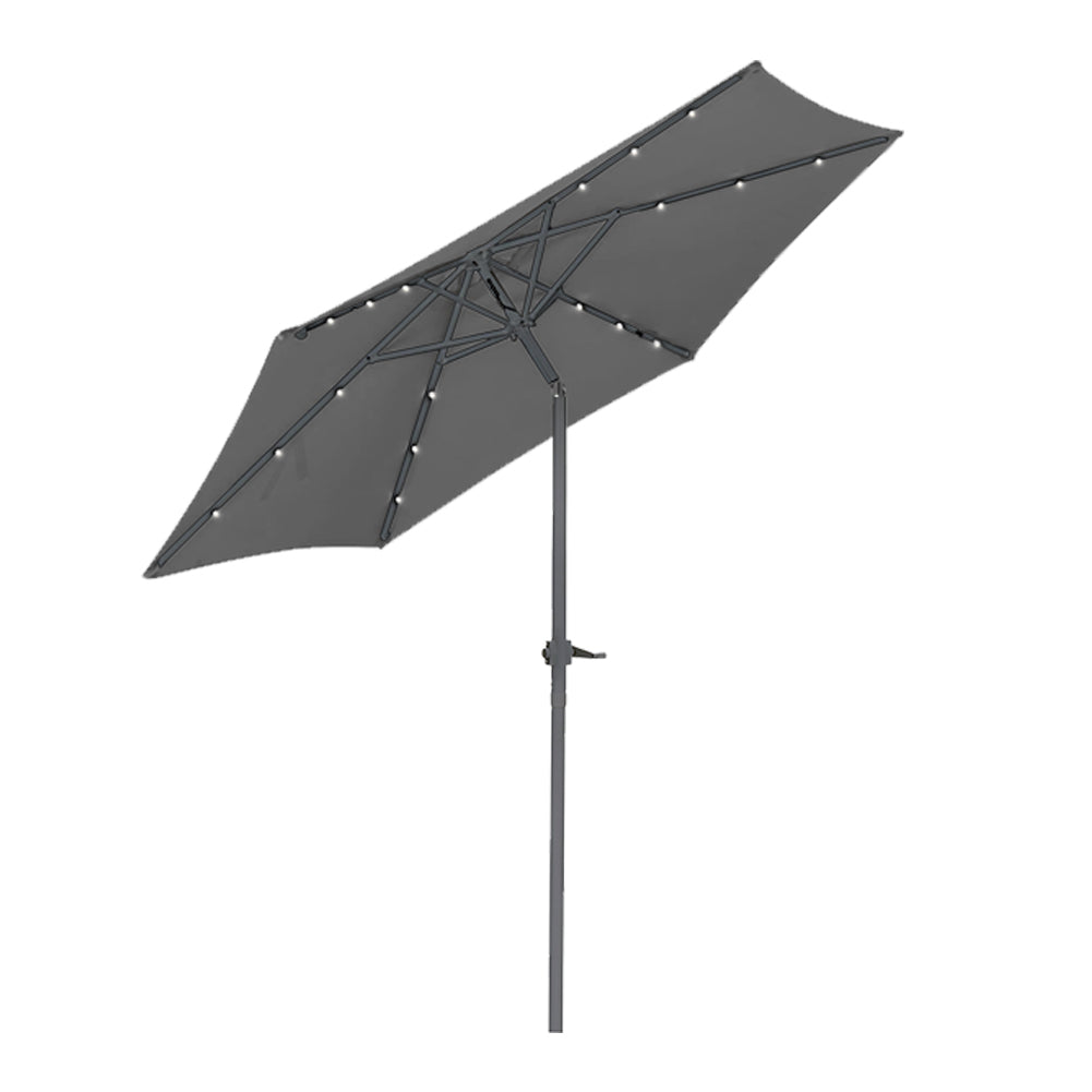 Ombrellone da Giardino Terrazzo Grigio con 18 LED e Palo Centrale da Esterno