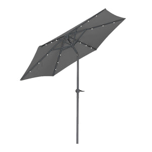 Ombrellone da Giardino Terrazzo Grigio con 18 LED e Palo Centrale da Esterno