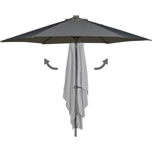 Ombrellone da Giardino Terrazzo Grigio con 18 LED e Palo Centrale da Esterno