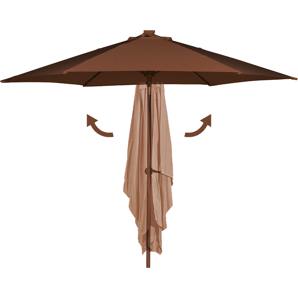 Ombrellone da Giardino Terrazzo Marrone con 18 LED e Palo Centrale da Esterno