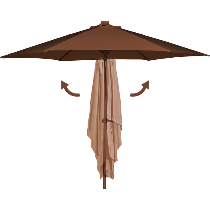 Ombrellone da Giardino Terrazzo Marrone con 18 LED e Palo Centrale da Esterno