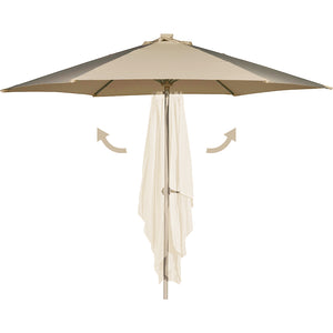 Ombrellone da Giardino Terrazzo Beige con 18 LED e Palo Centrale da Esterno