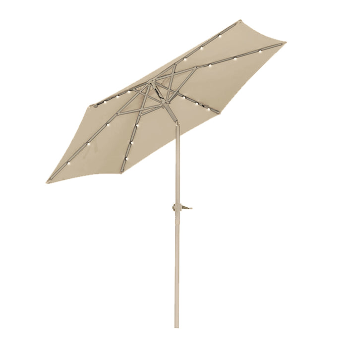 Ombrellone da Giardino Terrazzo Beige con 18 LED e Palo Centrale da Esterno