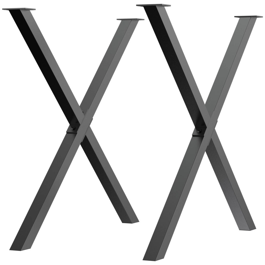 Set 2 Gambe Tavolo a X 80x4x72 cm in Acciaio Nero